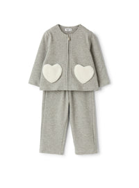 Stretch cotton fleece set with appliqué