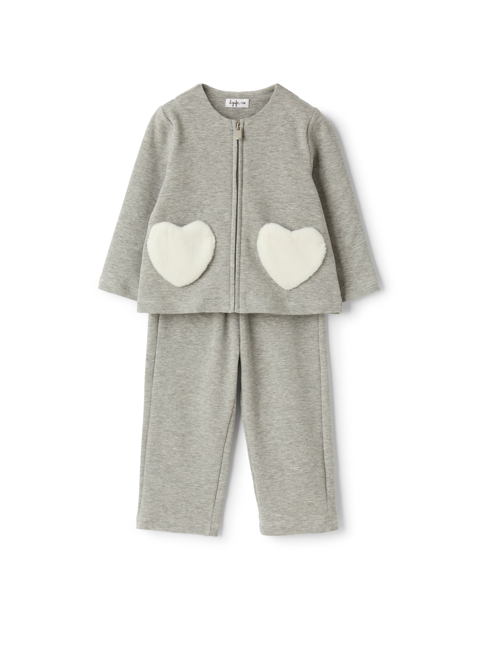 Stretch cotton fleece set with appliqué