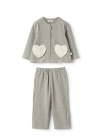 Stretch cotton fleece set with appliqué