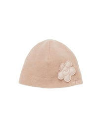 Fleece hat with floral appliqué