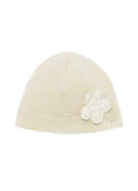 Fleece hat with floral appliqué