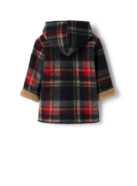 Duffle-coat in checkered techno-wool