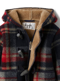 Duffle-coat in checkered techno-wool