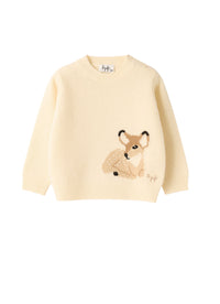 Pull ras-du-cou avec daim brodé - Latte & Betulla