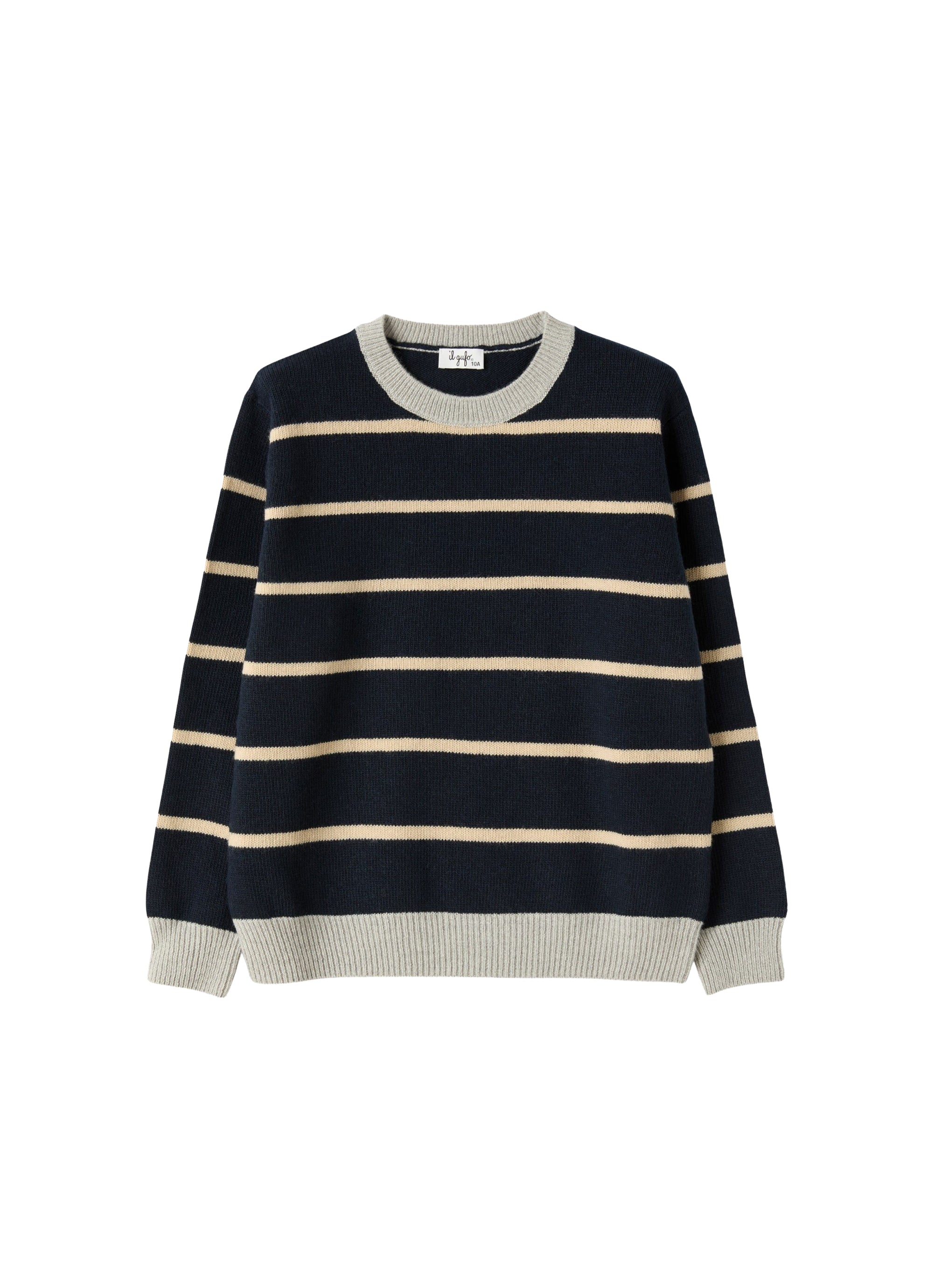 Wool sweater with a striped pattern