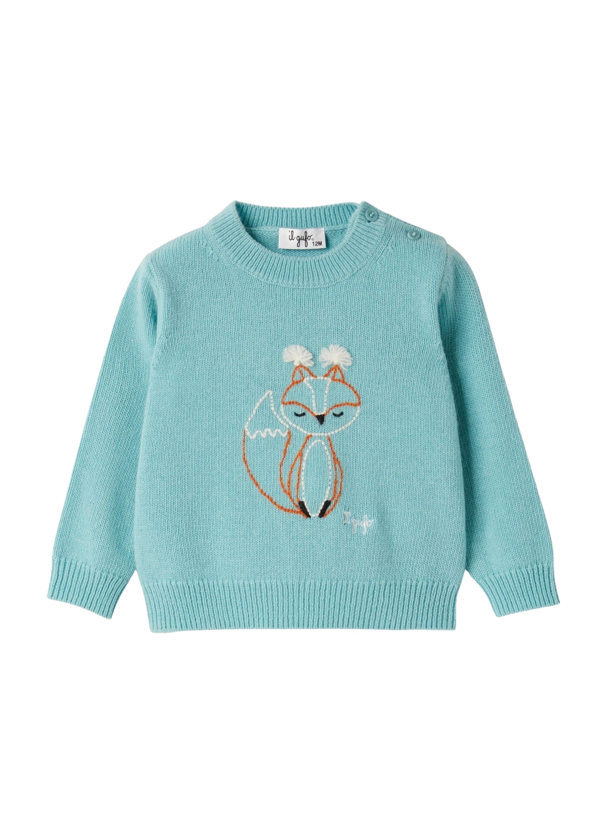 Wool sweater with fox embroidery
