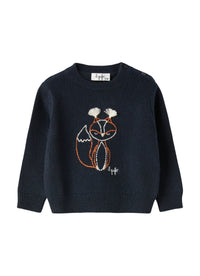 Wool sweater with fox embroidery