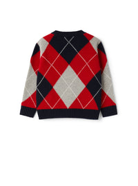 Wool sweater with a diamond pattern