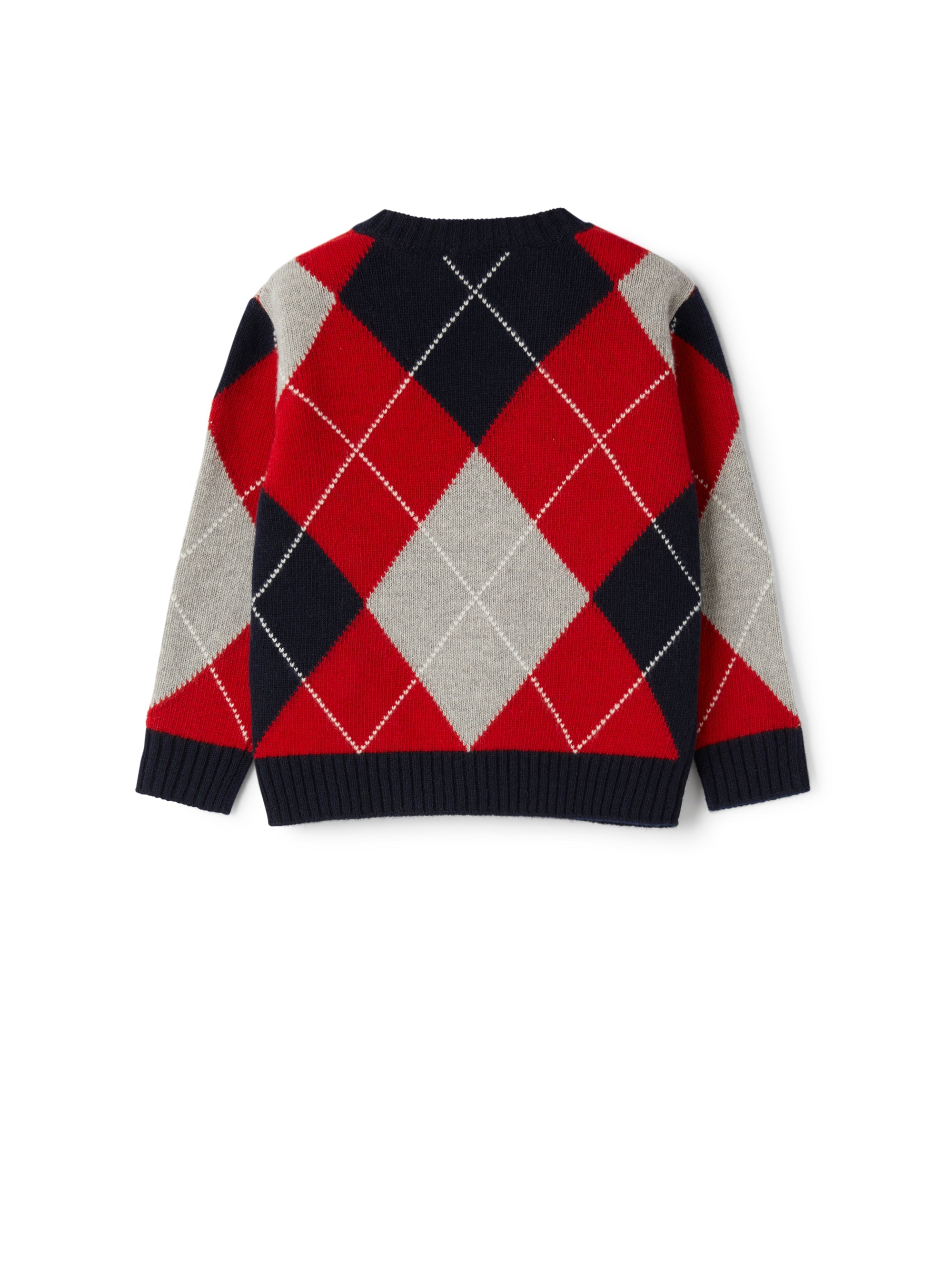 Wool sweater with a diamond pattern