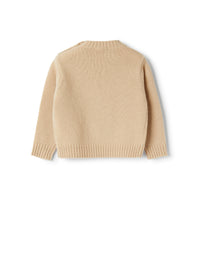 Wool sweater with embroidered lion