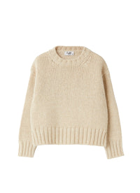 Viscose and lurex blend yarn crew neck sweater