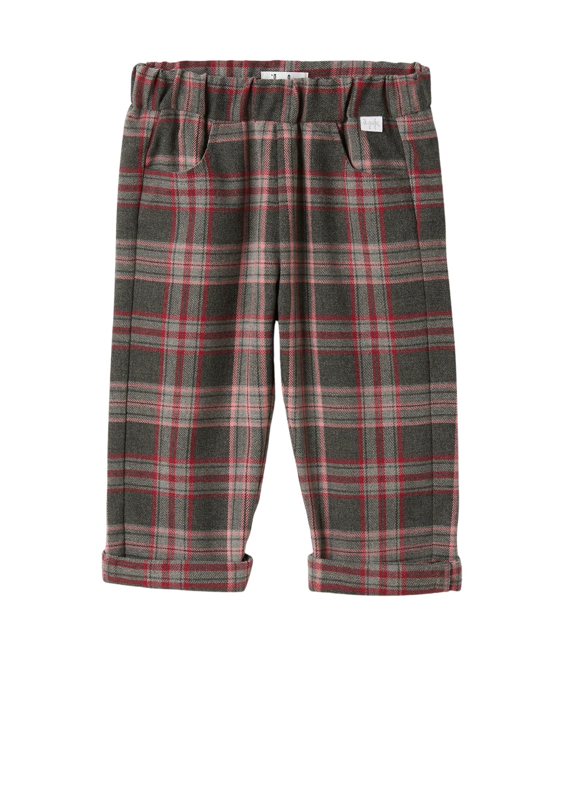 Scots pattern techno-wool trousers