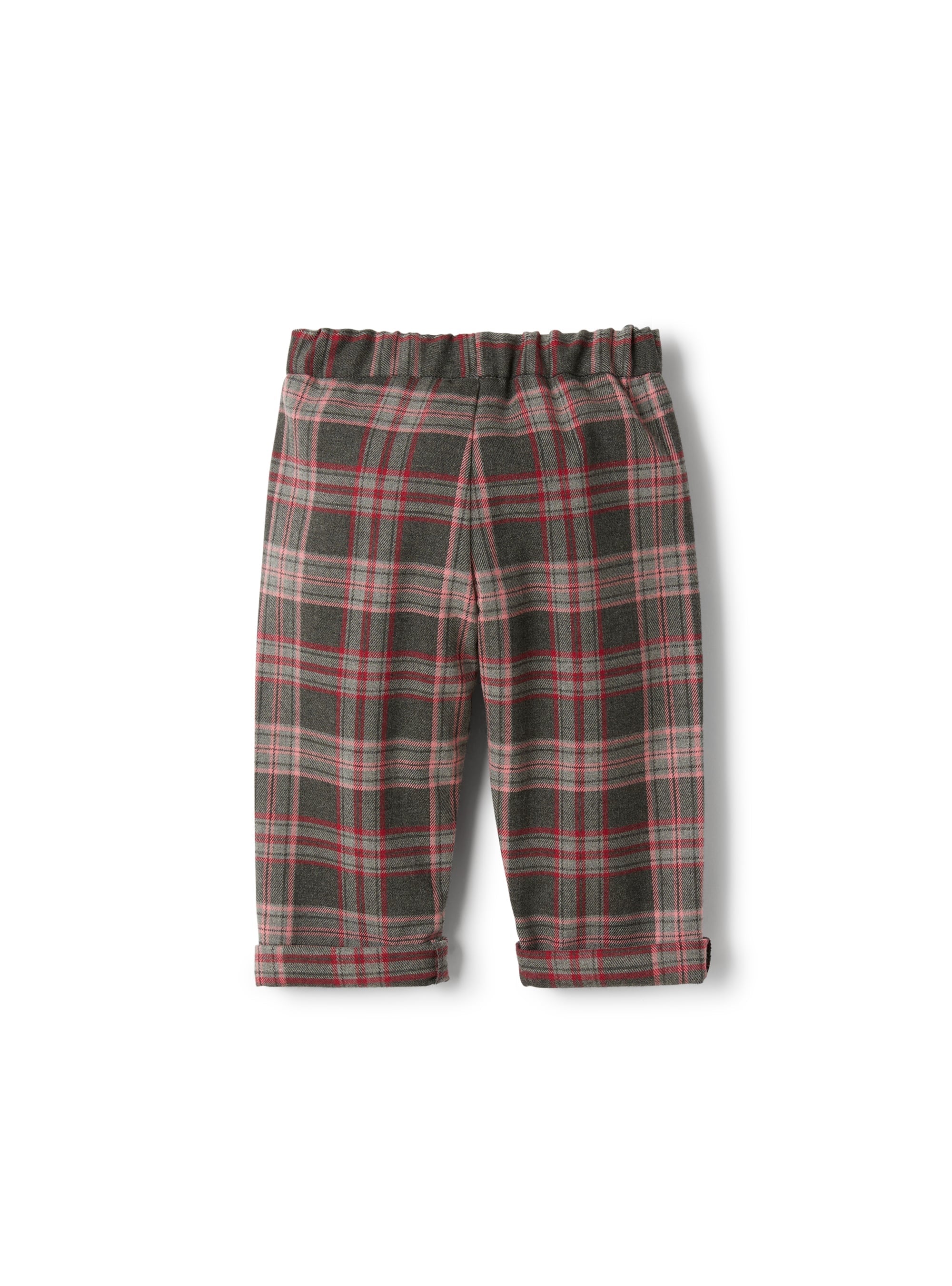 Scots pattern techno-wool trousers