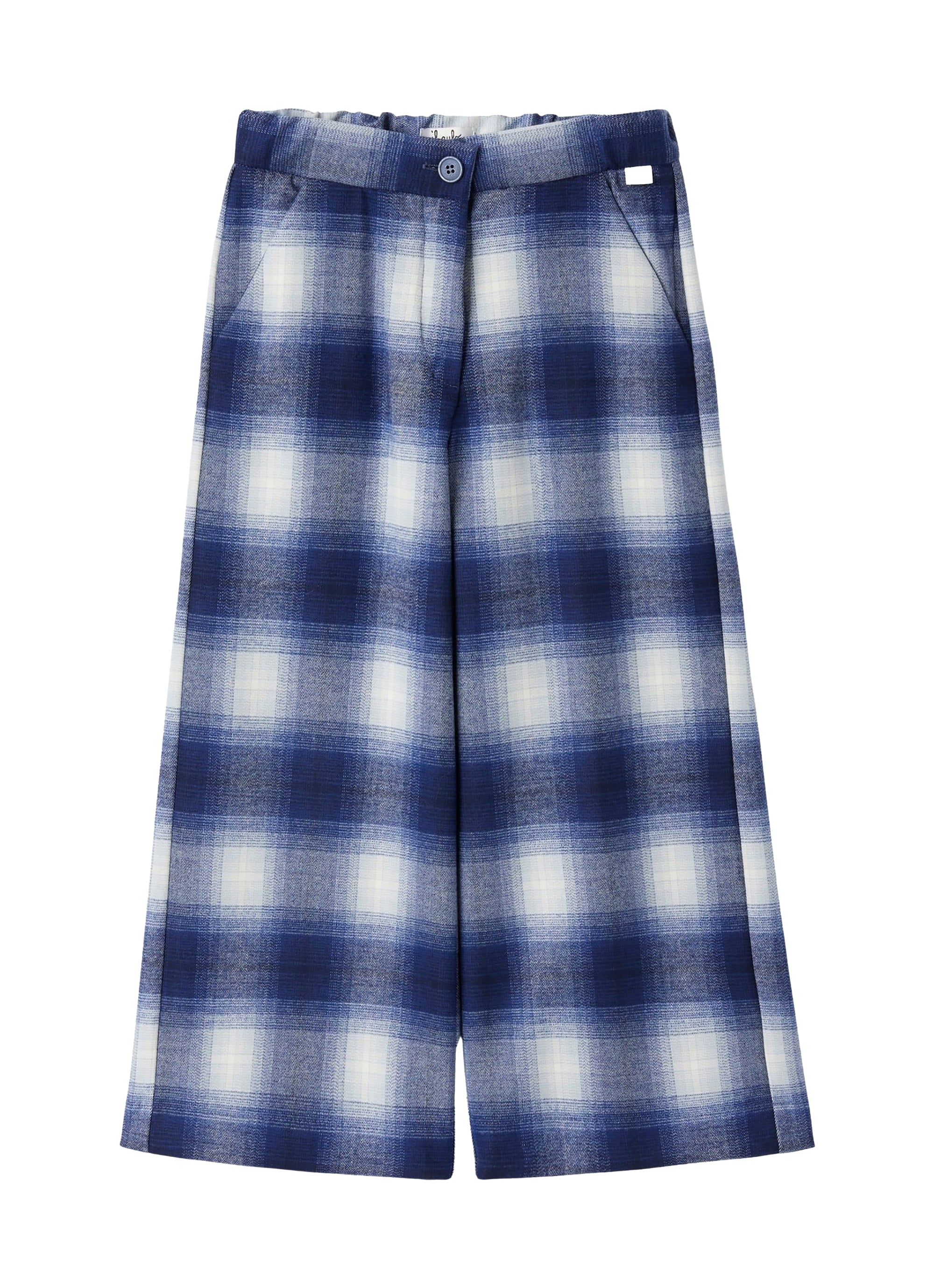Checked techno-wool palazzo pants