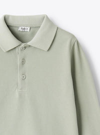 Long-sleeve piqué polo shirt