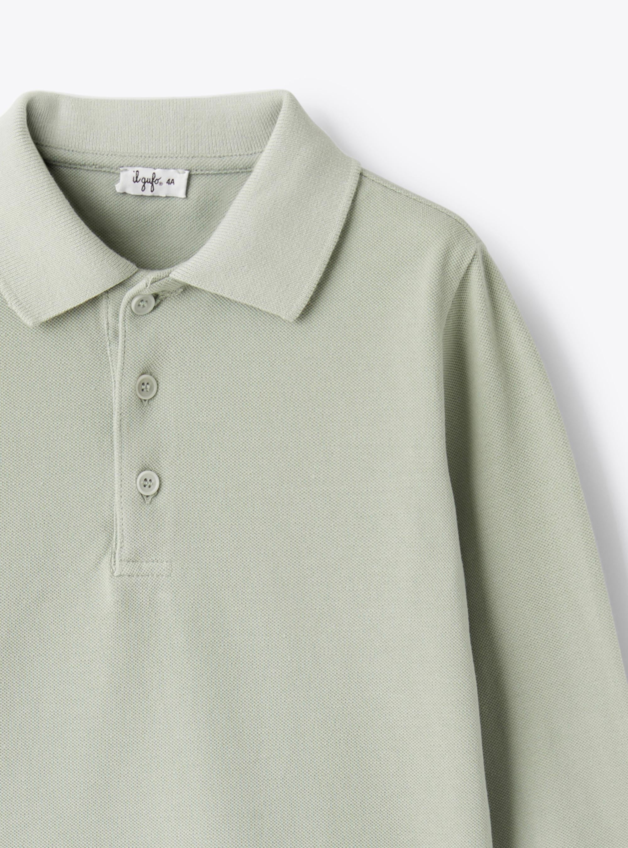 Long-sleeve piqué polo shirt