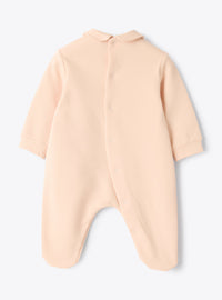 Stretch cotton fleece jumpsuit  with embroidered details