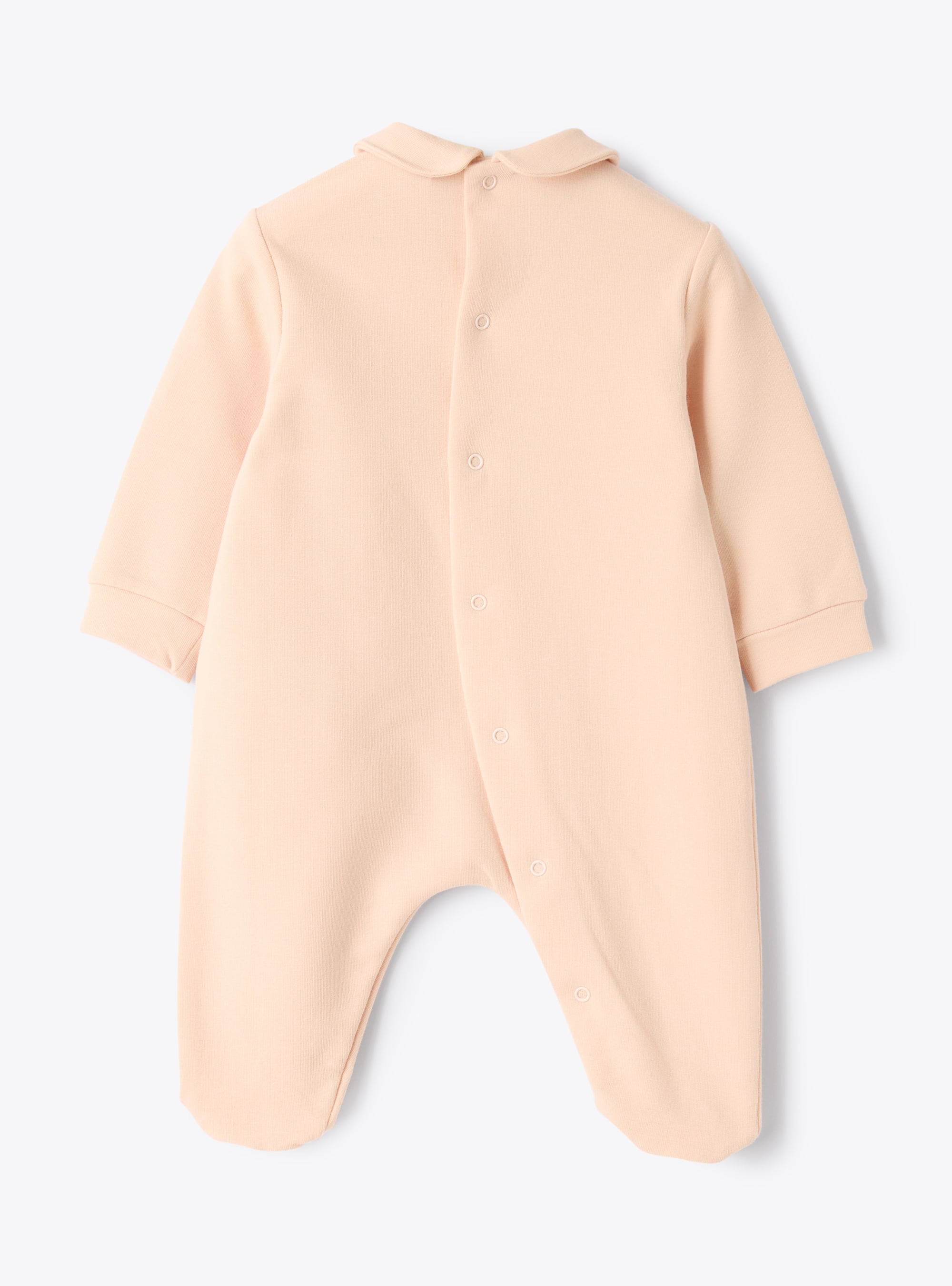 Stretch cotton fleece jumpsuit  with embroidered details