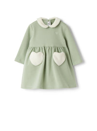 Cotton fleece dress with eco-fur insert