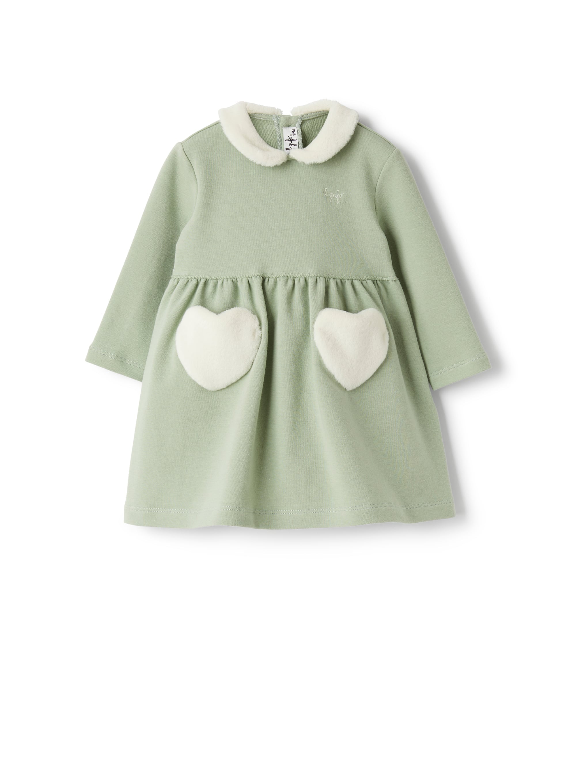 Cotton fleece dress with eco-fur insert