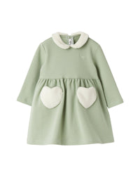 Cotton fleece dress with eco-fur insert