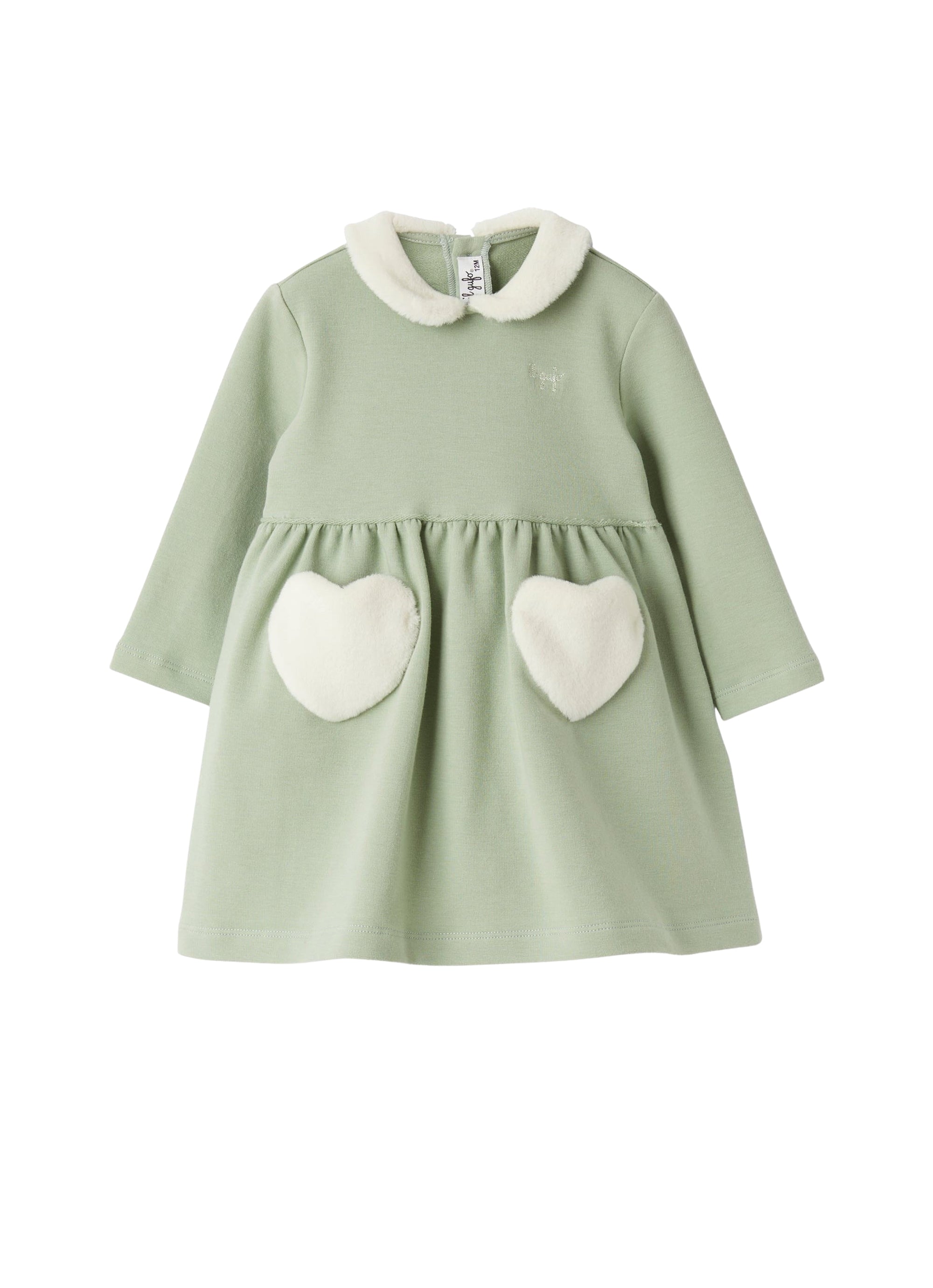 Cotton fleece dress with eco-fur insert