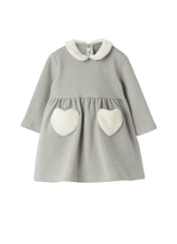 Cotton fleece dress with eco-fur insert