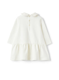 Cotton fleece dress with eco-fur insert