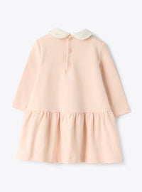 Cotton Fleece Dress With Eco-Fur Insert