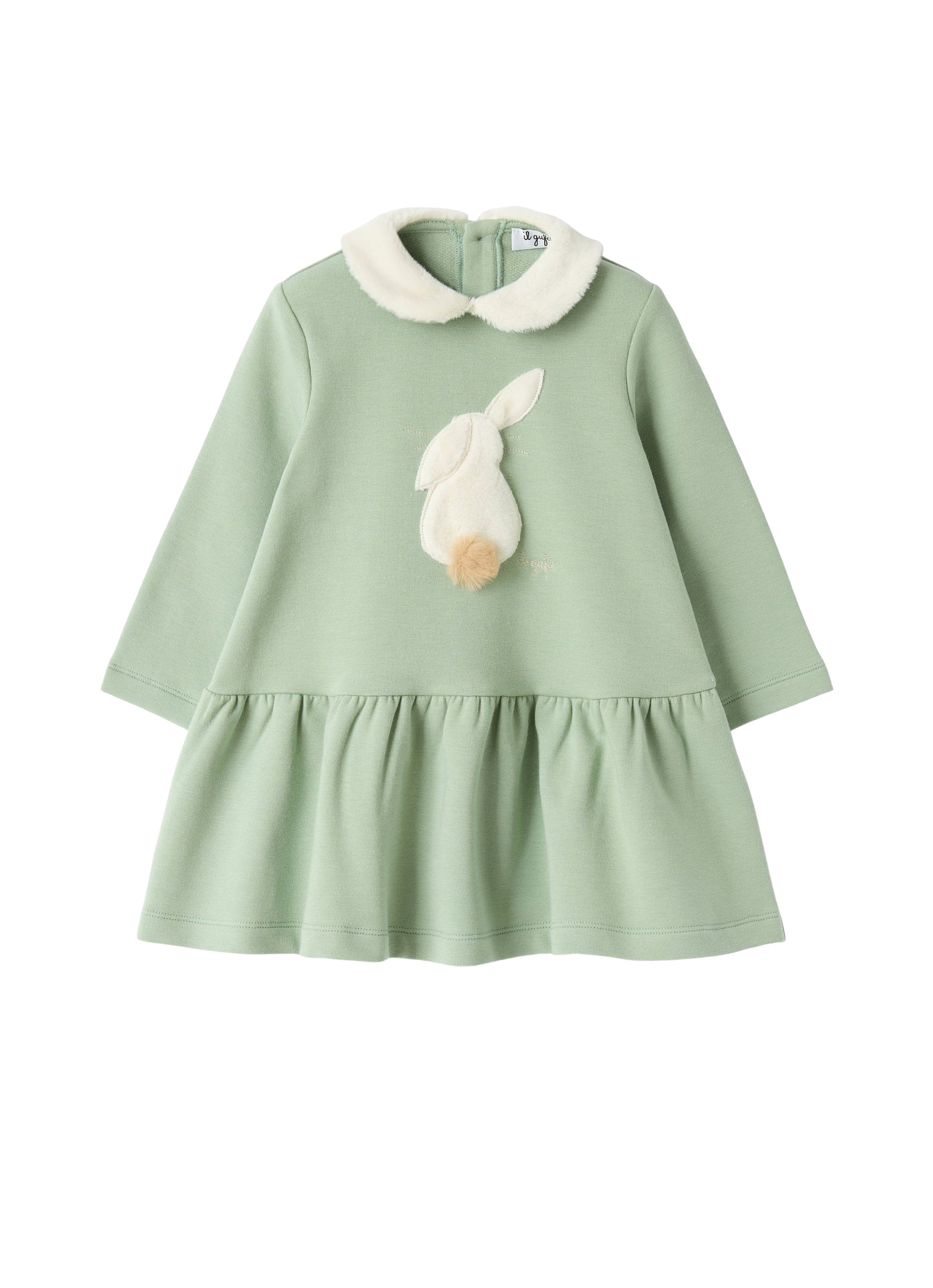 Cotton fleece dress with eco-fur insert