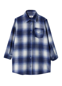 Checkered techno-wool shirt dress