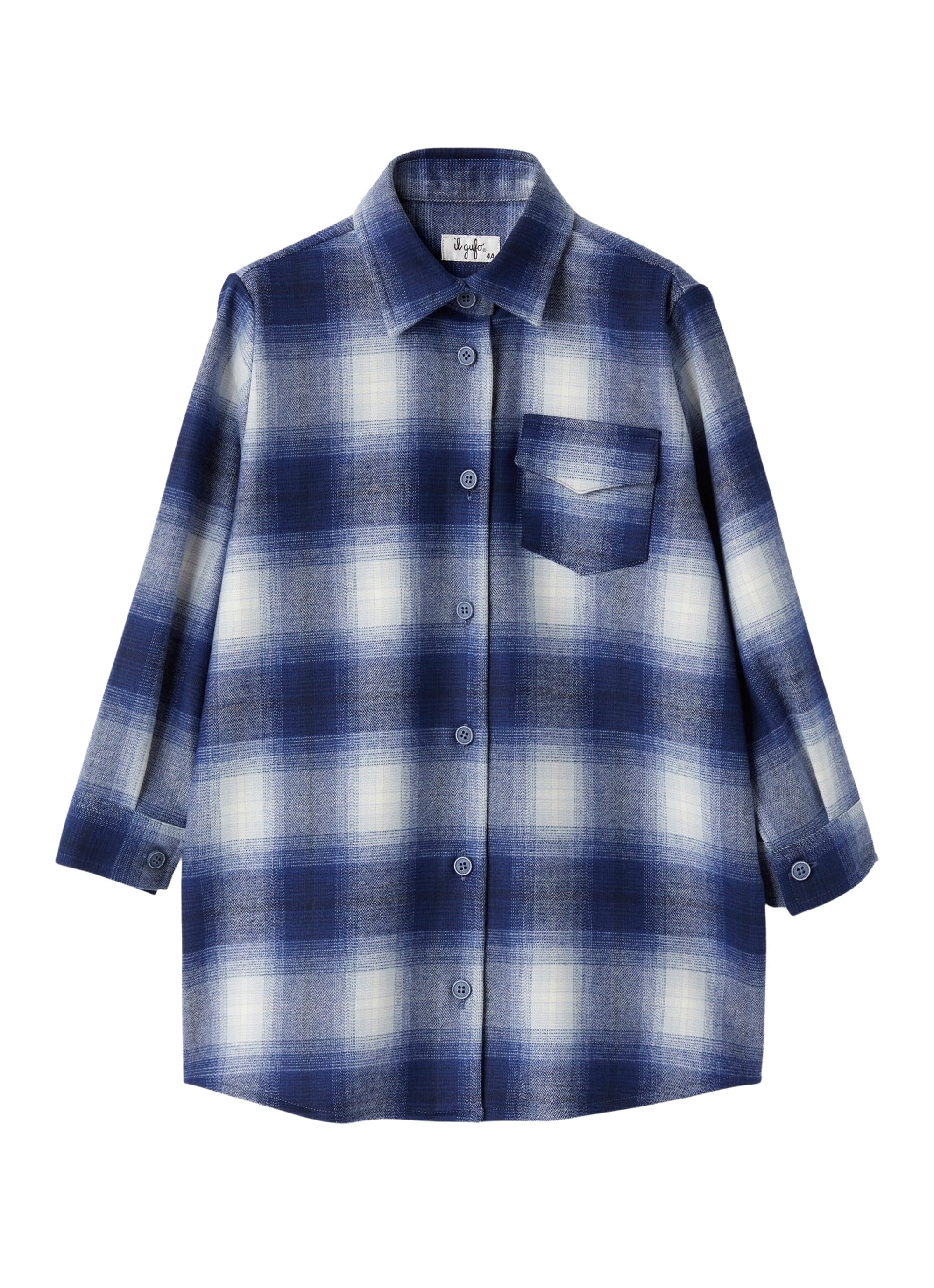 Checkered techno-wool shirt dress