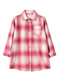 Checkered techno-wool shirt dress