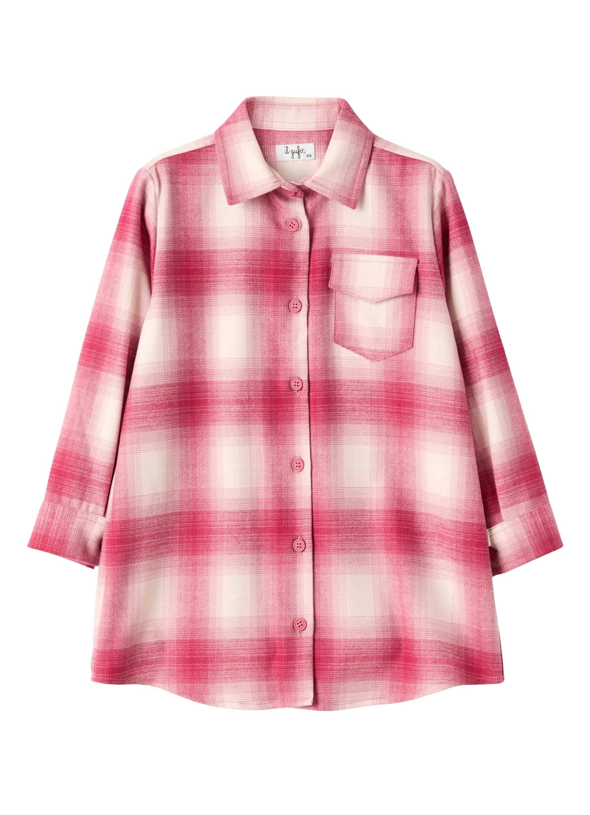 Checkered techno-wool shirt dress