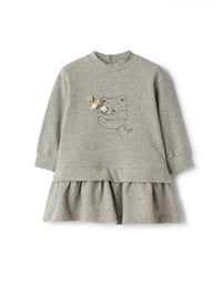 Cotton fleece dress with embroidery