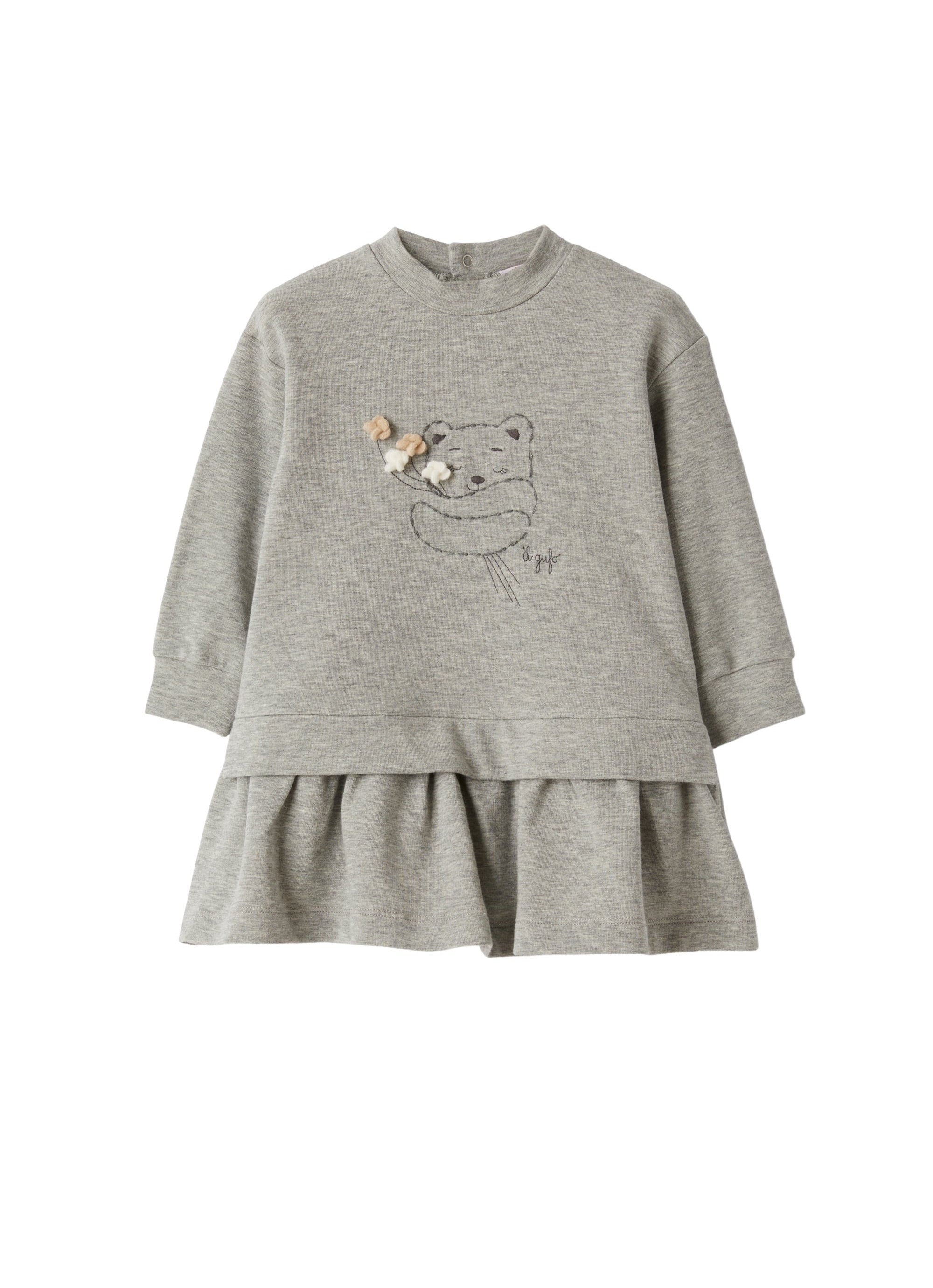 Cotton fleece dress with embroidery