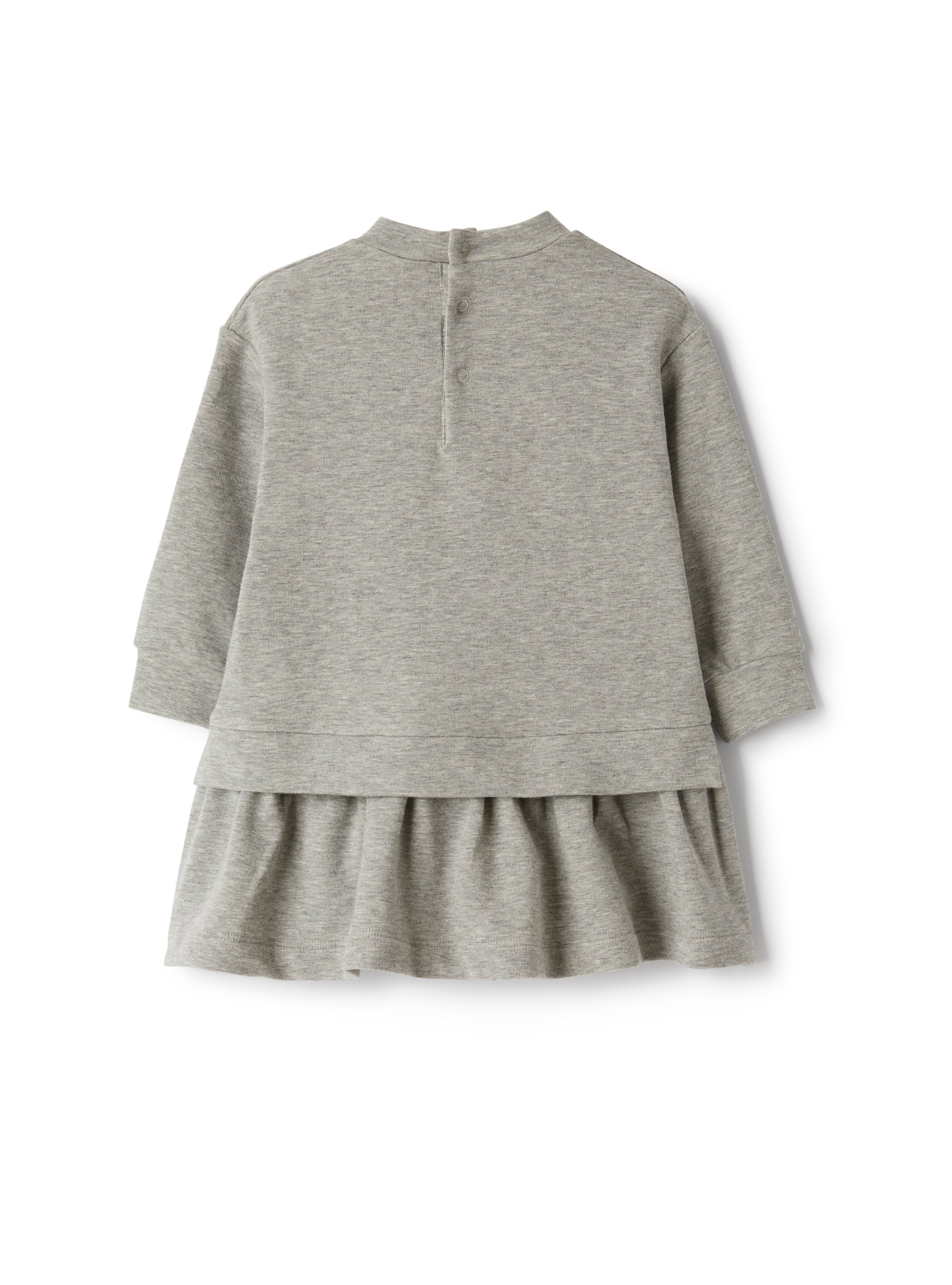 Cotton fleece dress with embroidery