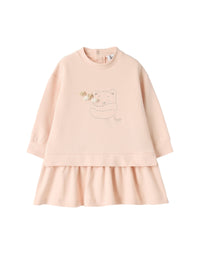 Cotton fleece dress with embroidery