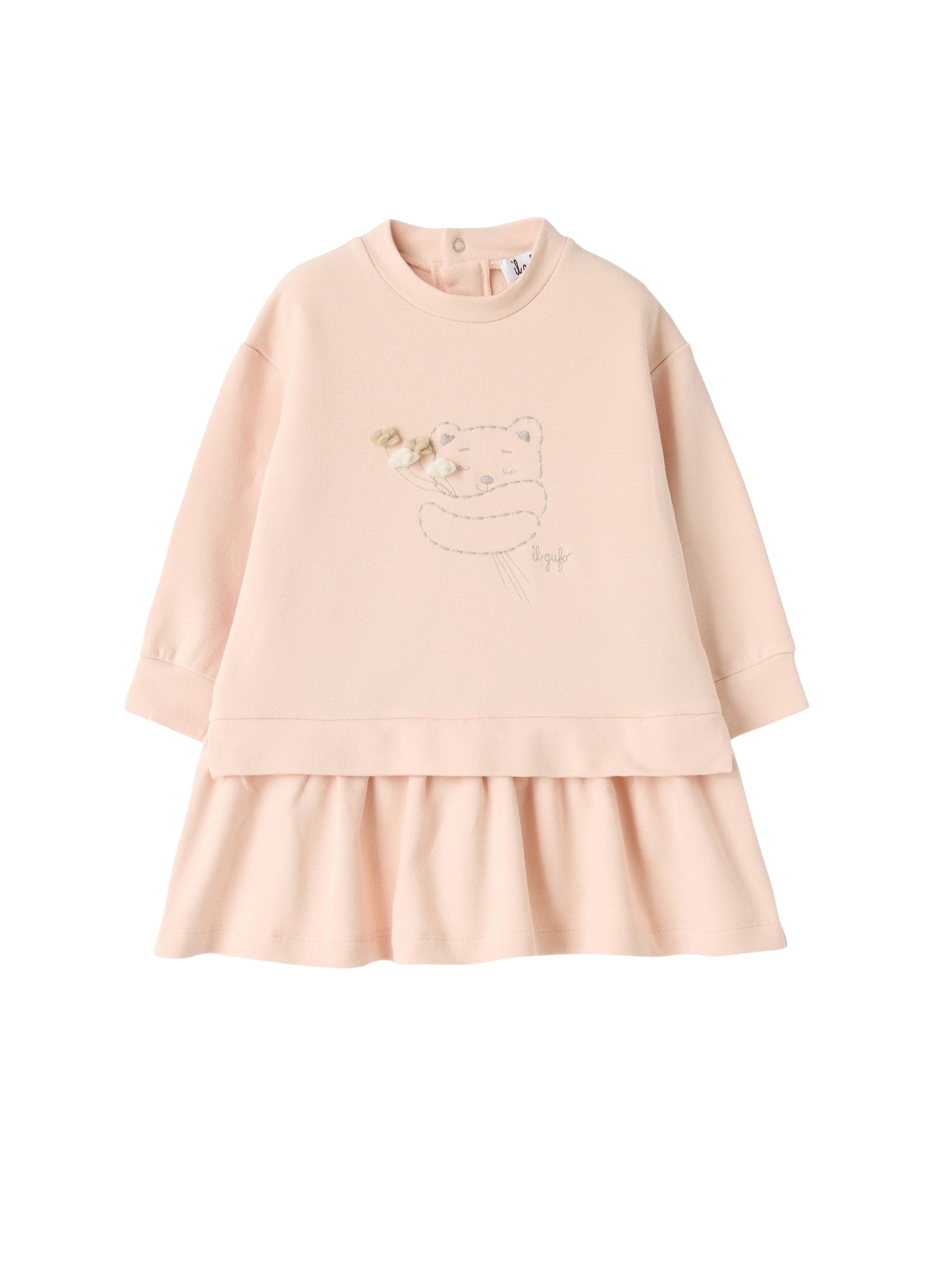 Cotton fleece dress with embroidery