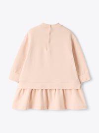 Cotton fleece dress with embroidery