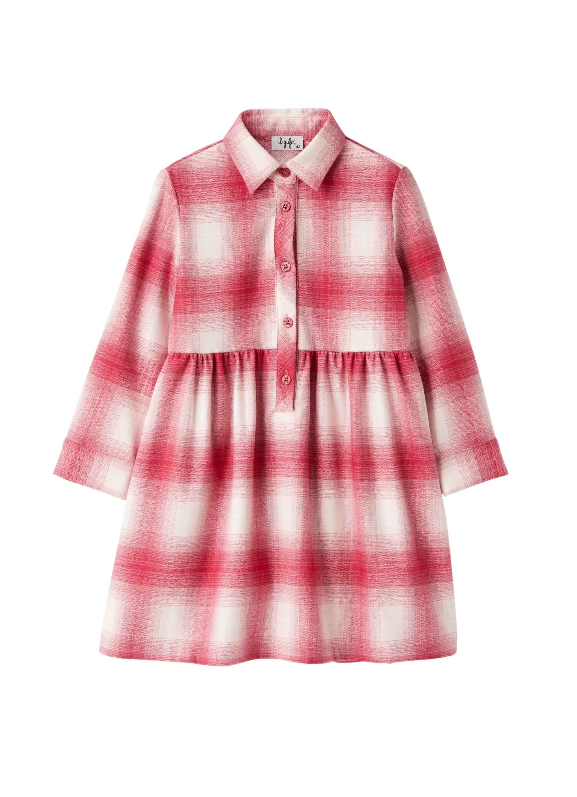 Checkered techno-wool shirt dress