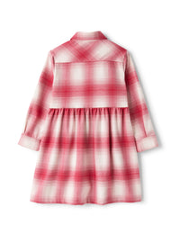 Checkered techno-wool shirt dress
