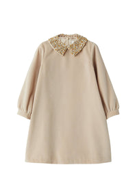 Velvet dress with removable collar