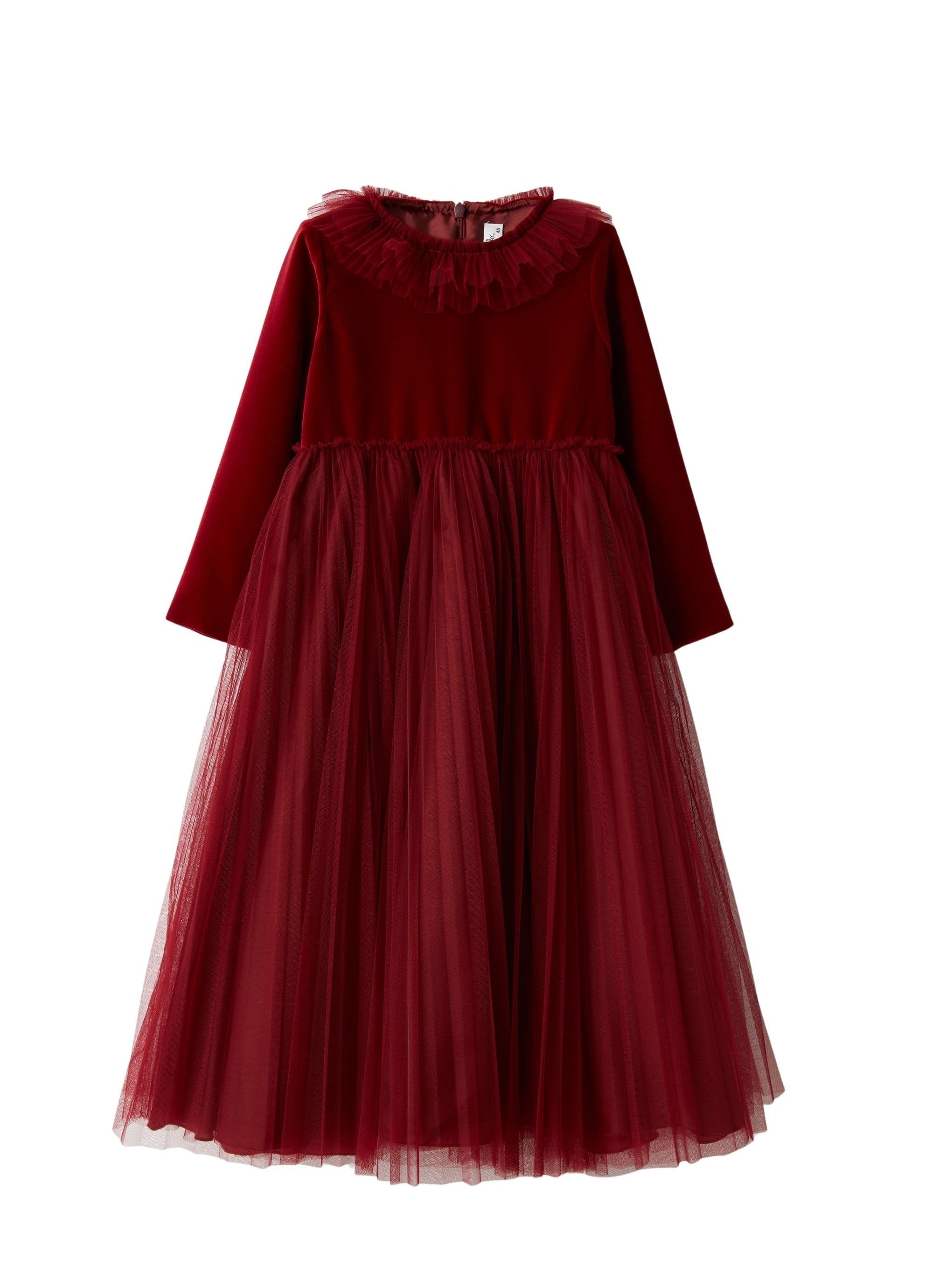 Velvet and pleated tulle dress