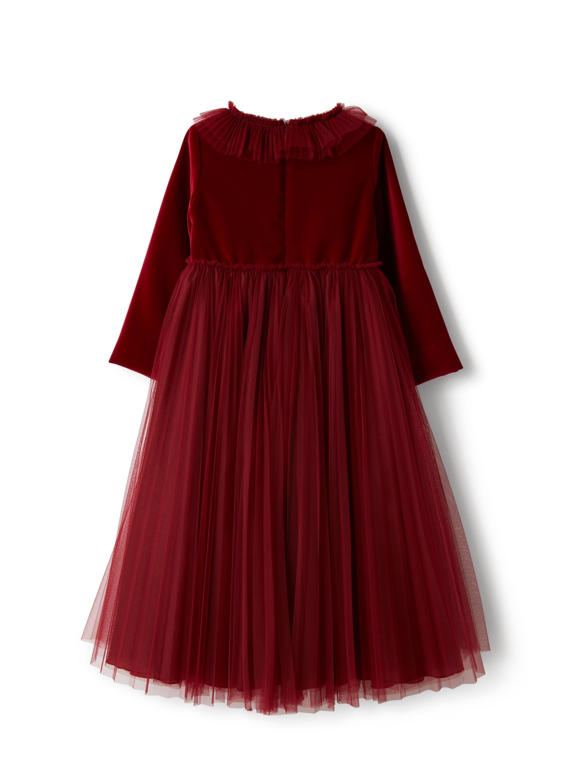 Velvet and pleated tulle dress