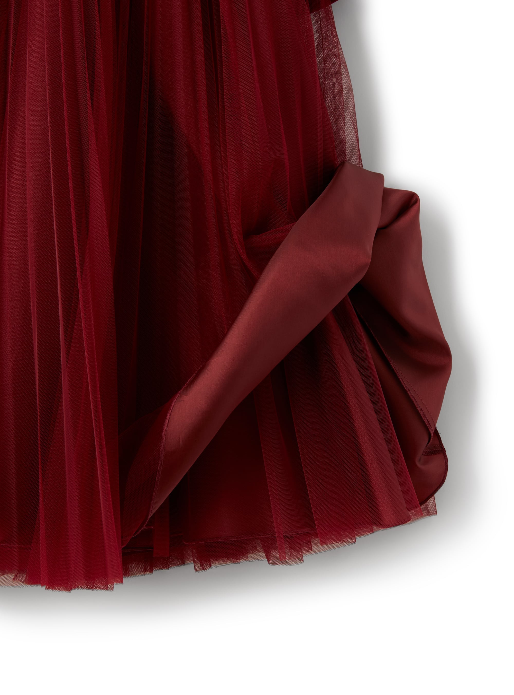 Velvet and pleated tulle dress
