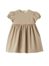 techno-wool with elastic puff sleeves.