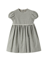 techno-wool with elastic puff sleeves.