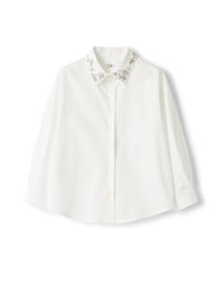Shirt with floral embroidery and sequins