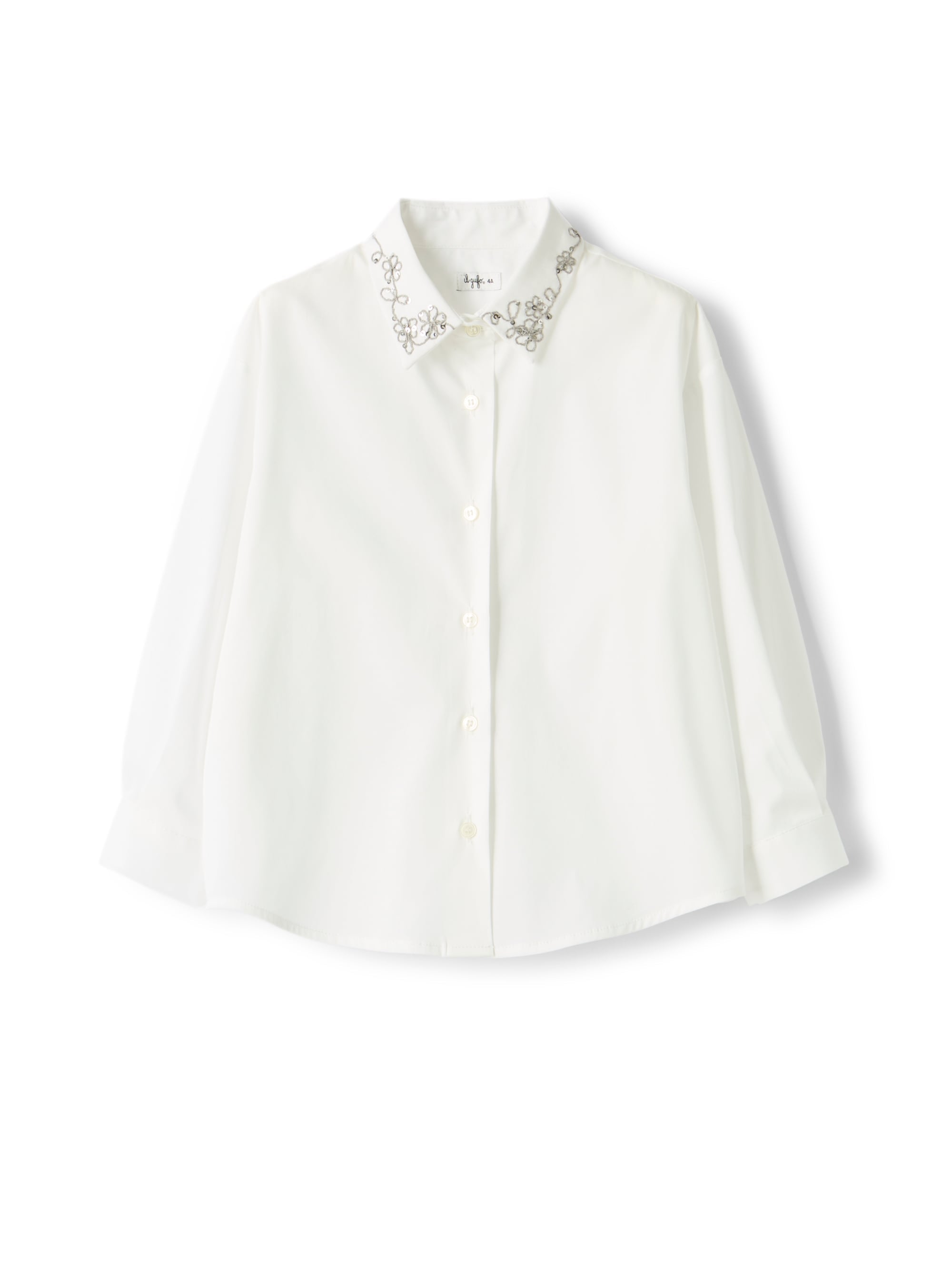 Shirt with floral embroidery and sequins